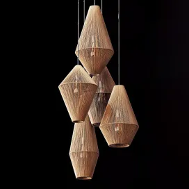 Lamp wood rattan wicker 2